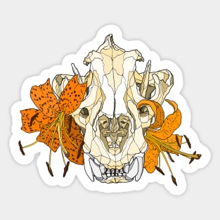 Tiger Skull with Tiger Lilies Sticker